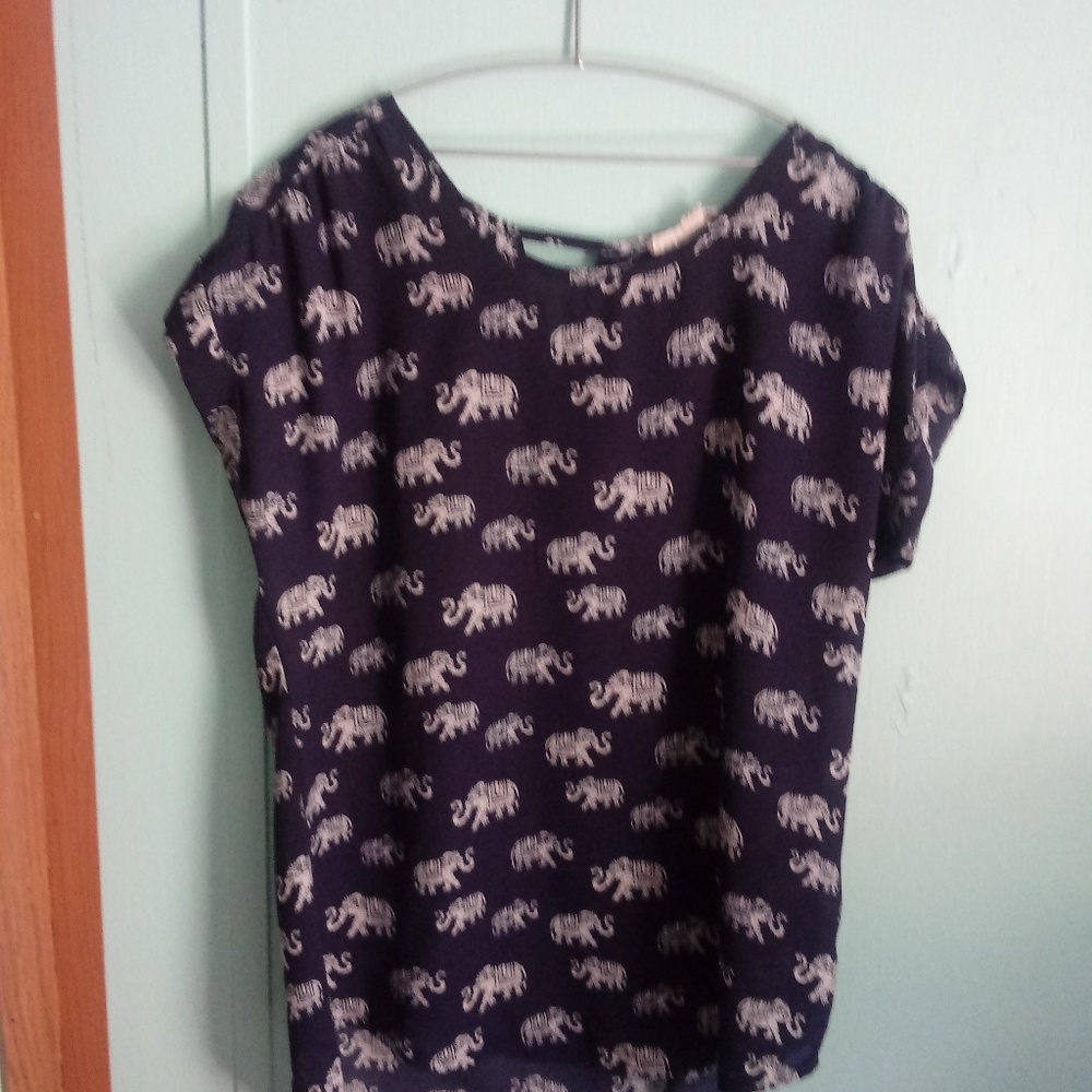 Dark Blue Silky Elephants Shirt